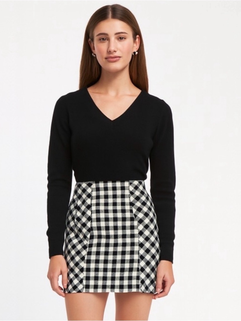 NEW Topshop Black & White Gingham Skirt Size 8